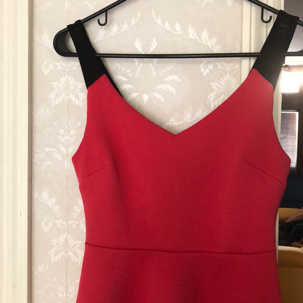 Deep orange and black dress